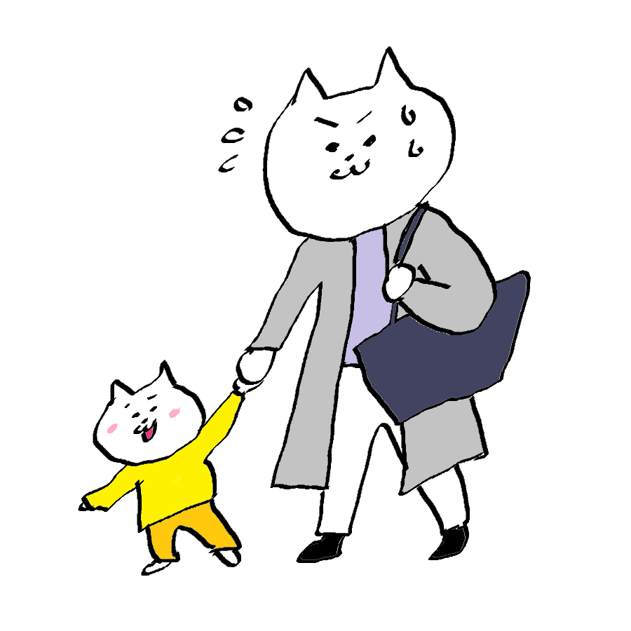ワーママが子どもと手をつないでいる絵