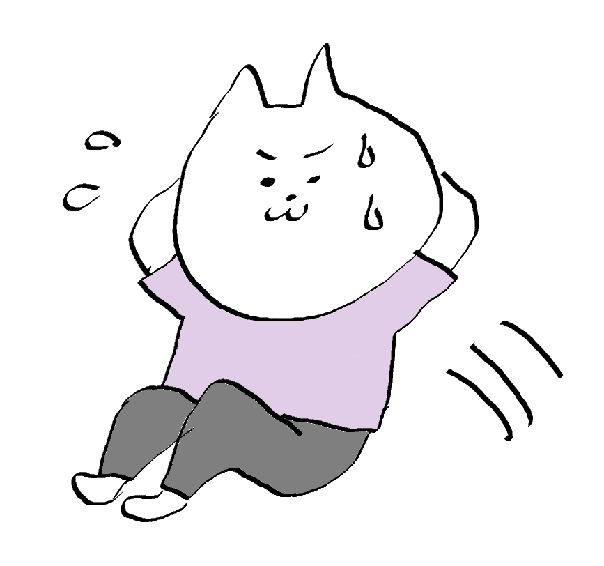 腹筋をしている主婦の絵